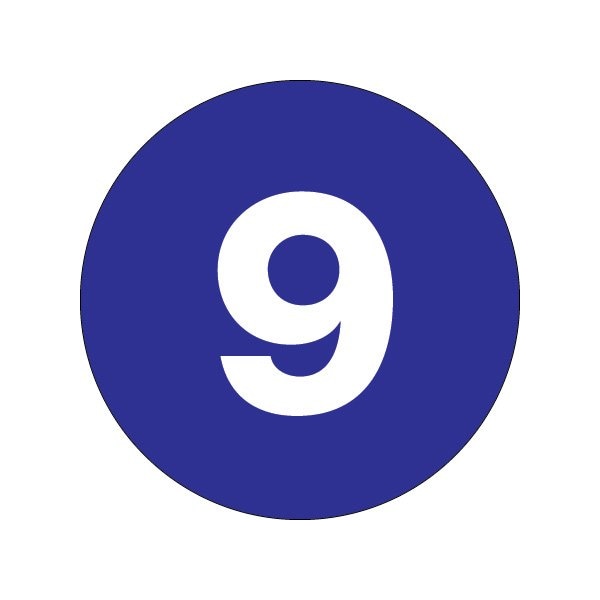 Bsc Preferred 2'' Circle - ''9'' Dark Blue Number Labels BUY00019792 - main